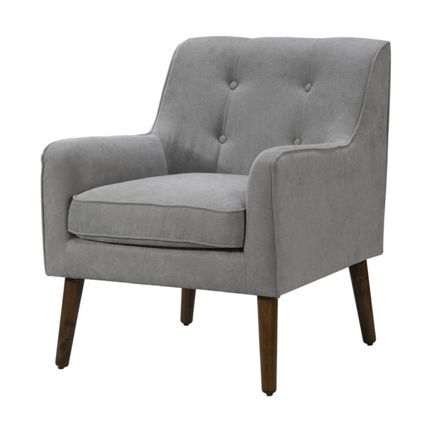 English Elm Ruggiero Button Tufted Mid Century Armchair Woven Fabric Walnut Tapered Legs B2749P413359
