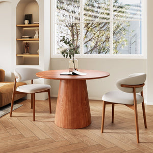 English Elm 43" Solid Wood Walnut Round Dining Table for 2-4 — Durable Rubberwood Base, Eco-Friendly Finish, Versatile Use T3833S00040