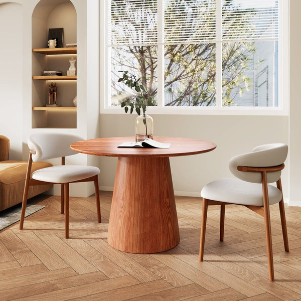 English Elm 43" Solid Wood Walnut Round Dining Table for 2-4 — Durable Rubberwood Base, Eco-Friendly Finish, Versatile Use T3833S00040