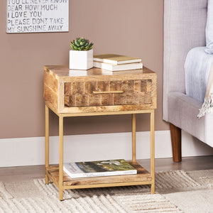 Christopher Knight Home® - Noble House - Watts Handcrafted Boho Mango Wood Nightstand, Natural