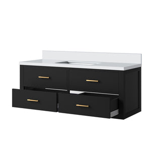 English Elm Black Single Bath Vanity 48" W X 22" D With Elegant White Quartz Top - Fully Assembled & Stylish B2731P257993