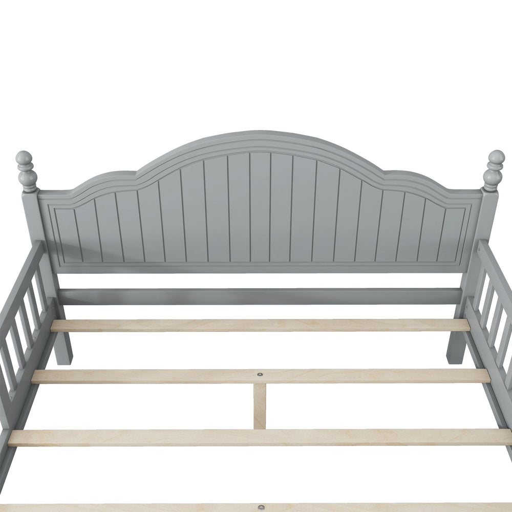 English Elm Full Full Size Kids Bed Gray — Solid Pine Wood Platform with Headboard & Footboard, Guardrail, 300LB Capacity W2593P358753