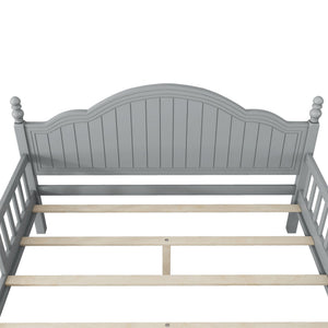 English Elm Full Full Size Kids Bed Gray — Solid Pine Wood Platform with Headboard & Footboard, Guardrail, 300LB Capacity W2593P358753