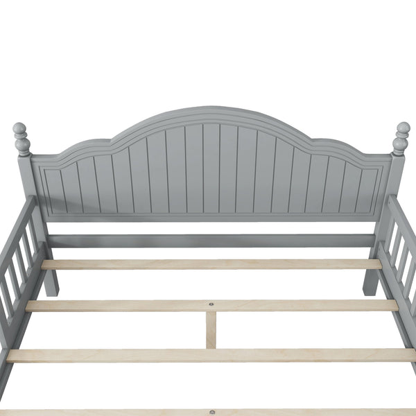 English Elm Full Full Size Kids Bed Gray — Solid Pine Wood Platform with Headboard & Footboard, Guardrail, 300LB Capacity W2593P358753