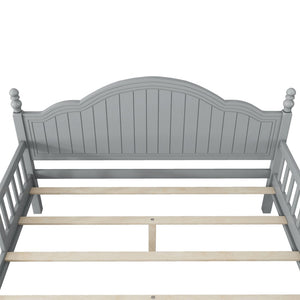 English Elm Twin Low Profile Kids Platform Bed Solid Pine Frame with Guardrails and Storage Grey W2593P411272