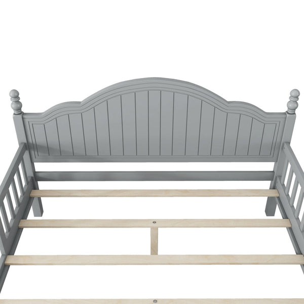 English Elm Twin Low Profile Kids Platform Bed Solid Pine Frame with Guardrails and Storage Grey W2593P411272