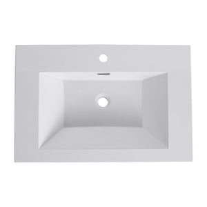 English Elm 30" Bathroom Resin Sink - Durable Gloss White Top-Mount Design For Modern Style & Easy Maintenance W999P225396
