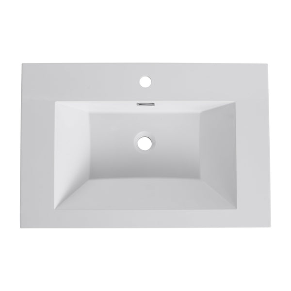 English Elm 30" Bathroom Resin Sink - Durable Gloss White Top-Mount Design For Modern Style & Easy Maintenance W999P225396