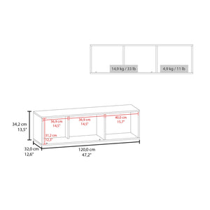 English Elm Roslyn Wall-Mounted Cabinet with Lift-Up Door and Open Shelf — Natural Oak & White Modern Storage B128P287526