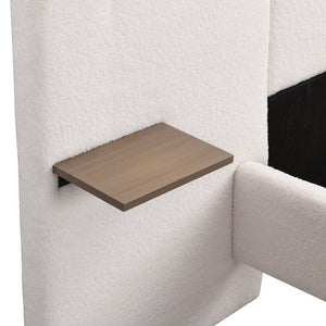 English Elm Christopher Knight Home® - Chic Boucle Upholstered Bed With Integrated Lighting & Shelves, Modern White Design, Queen Size N769P264793Q