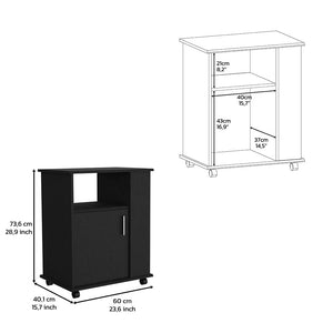 English Elm Lower Microwave Pantry 29" H Single Door Cabinet with Open Shelf, Side Storage, Durable Engineered Wood Black 30.31 L x 22.04 W x 5.71 H B097133102