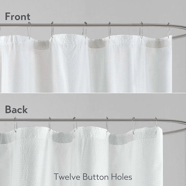 JLA Home Madison Park - Ombre Embossed Seersucker Shower Curtain — Textured Gradient Design, Machine Washable, 72"x72" Blue MP70-6596