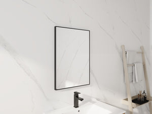 English Elm 20'' Matte Black Aluminum Rectangular Wall Mirror Moisture Resistant Vanity Decor W999P470280