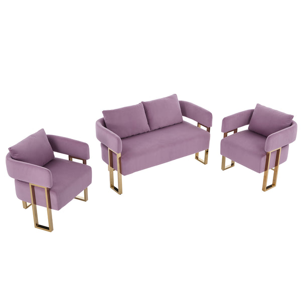 English Elm TS Modern decorative chair with teddy fleece upholstery, ergonomic sponge cushion and gold legs for luxe comfort and style Lilac W2311P364627