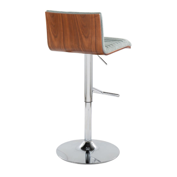 English Elm Contemporary Swivel Barstools with Tufted Seat Chrome Base Wood Back Set of 2 B202S00980