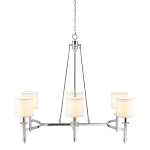 English Elm 6-light Drum Shade Chandelier with Fabric Shades and Iron Frame, 39" Wide Hanging Statement Fixture Chrome 43.88 L x 20.5 W x 11.75 H B035P264527