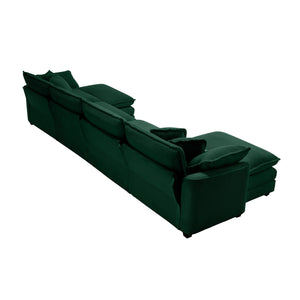 English Elm Corduroy Sofa - Modern 4-Seater Set With 3 Footstools, Pillows & Easy Assembly For Cozy Living Spaces W714S00822