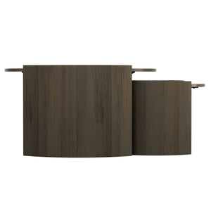 English Elm Robin Mango Wood Nesting Tables Ash Grey Finish Round Set for Modern Living Rooms B136P429087