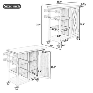 English Elm Foldable Outdoor Kitchen Cart with Stainless Worktop Fir Wood Frame and Lockable Wheels Natural N719P380281N
