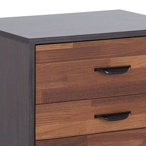 English Elm Eloy Walnut & Espresso Finish Accent Table with 3 Spacious Drawers, Sleek Storage and Durable Build B2726P271346