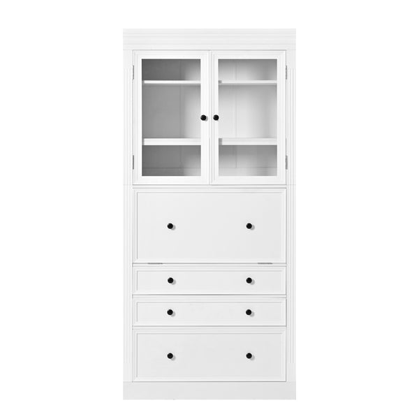 English Elm Topmax Shaker Pantry Cabinet with Drawers Power Outlet and Glass Doors SP000094AAK