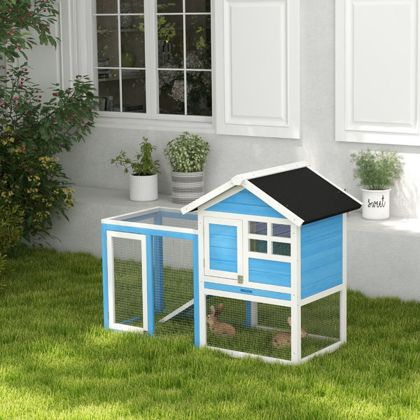 English Elm Pawhut Fir Wood Rabbit Hutch with Weatherproof Roof Floorless Run and Pull Out Tray W2225P229285
