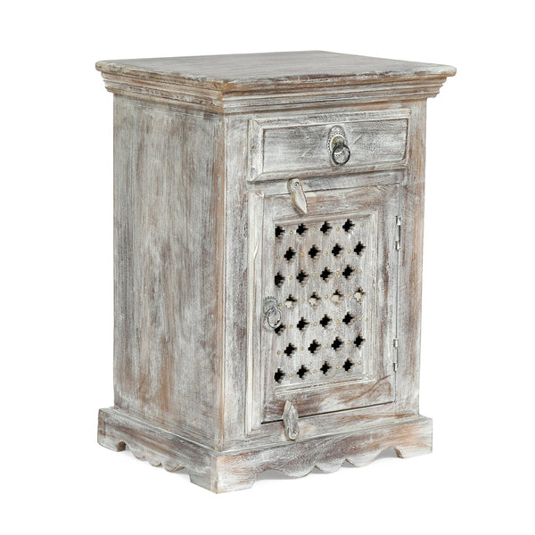 English Elm Christopher Knight Home® - WOODEN Boho Mango Wood Nightstand with 1 Drawer & 1 Door, Washed Distressed White Finish, 17.75"W x 24"H 69357.00