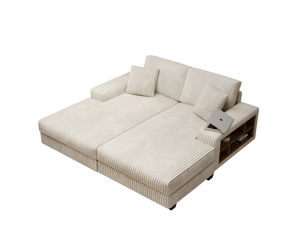 English Elm Convertible Oversized Corduroy Sofa Chair – Plush Modern Sleeper With Storage For Living Room Comfort W1793S00030