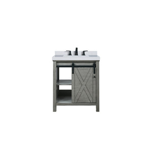 English Elm Ash Grey Bath Vanity 30" W X 22" D With Cultured Marble Top & Matte Black Faucet For Modern Elegance B2731P260110