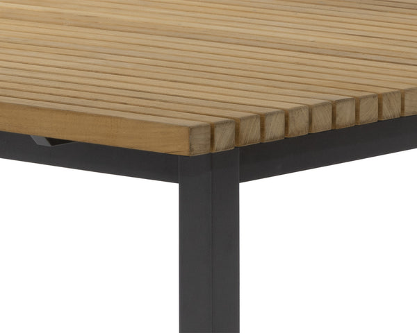 Sunpan Geneve 80" to 104" Extension Dining Table - Elegant Teak Wood & Durable Aluminum for Outdoor Spaces