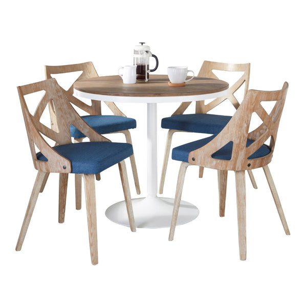 English Elm Contemporary 5 Piece Square Bamboo Dining Set with Steel Base and Grey Cushioned Chairs B202S01495
