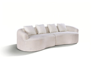 English Elm 110-inch Curved Chenille Modular Cloud Sofa Four Seat Plush Lounge for Living Room White W5527S00004