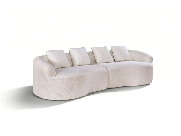 English Elm 110-inch Curved Chenille Modular Cloud Sofa Four Seat Plush Lounge for Living Room White W5527S00004