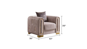 English Elm Impreza Plush Velvet Accent Chair with Gold Birch Frame and Decorative Gold Trim for Luxe Comfort Grey+Gold B009141289