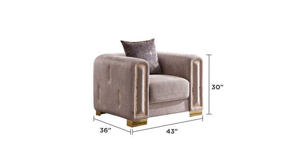 English Elm Impreza Plush Velvet Accent Chair with Gold Birch Frame and Decorative Gold Trim for Luxe Comfort Grey+Gold B009141289