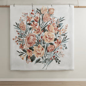 English Elm King/Cal Floral Cotton Duvet Cover Set – Large-Scale Mid-Century Blooms, OEKO-TEX, Button Closure, 3-Piece B035P148368