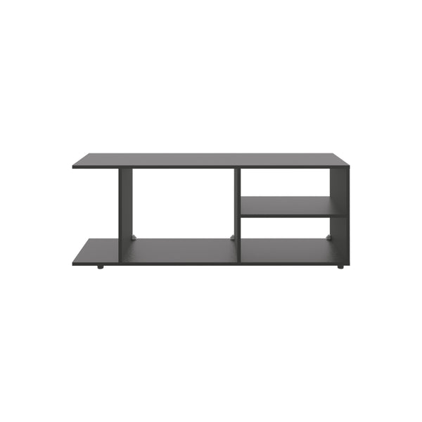 English Elm Entertainment Center Sleek Modern Low-Profile Media Stand with Four Shelves, Durable Engineered Wood Storage & Sturdy Legs, Ready to Assemble Black 49.61 L x 15.35 W x 3.15 H B097P250864