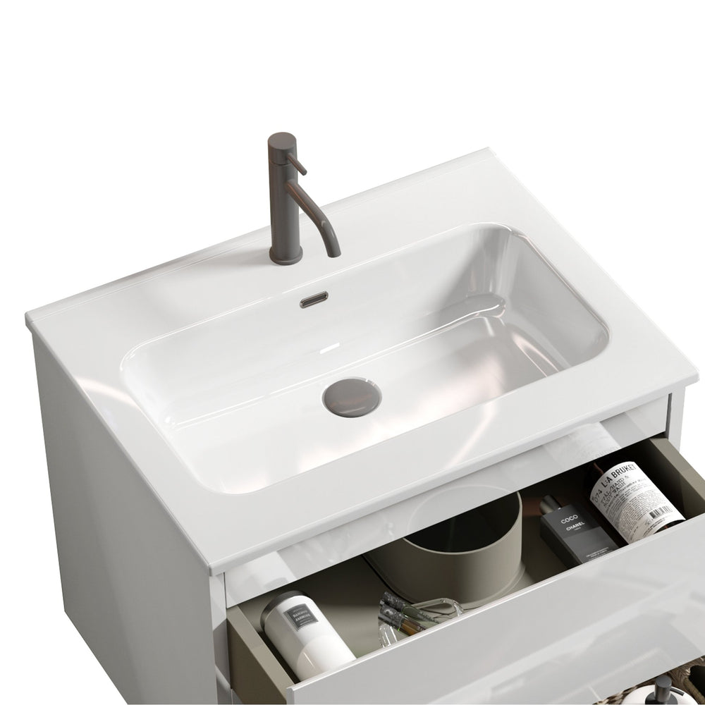 English Elm Bb0924Y311, Modern Integrated White Ceramic Basin With Single-Hole Faucet Compatibility & Easy Care W1865P163521