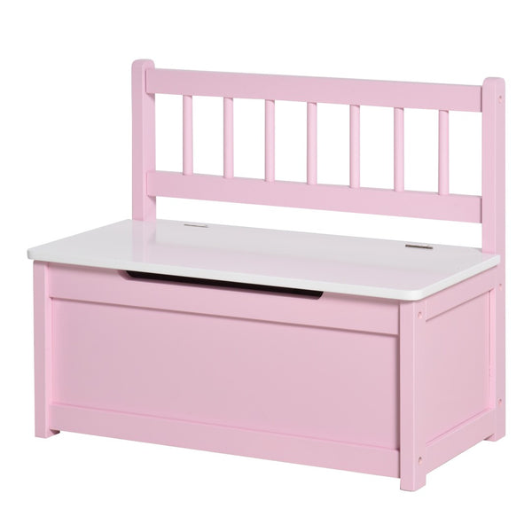English Elm Qaba Pink Toddler Storage Bench With Large 27L Interior, Safe Lid, And Cozy Seating For Playrooms W2225P249824-GIGA