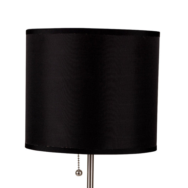 English Elm 19" Tall Metal Table Lamp - Sleek Silver Base & Elegant Black Shade For Modern Home Décor B072116161