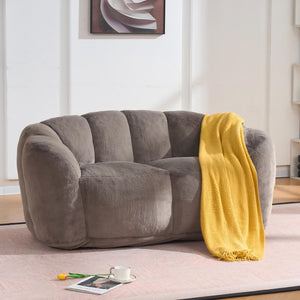 English Elm Oversized Bean Bag Loveseat Fluffy Floor Sofa for Lounging and Reading in Any Room Brown W3523P450058