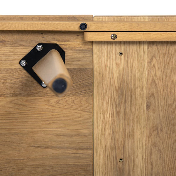 English Elm Jennifer Taylor Home - Capri Solid Red Oak 59–90.5" Extendable Dining Table for 6–8 with Mid-Century Tapered Legs and Grain Brown B2719P395577