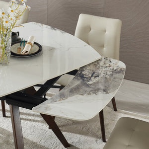 English Elm Retractable Sintered Stone Extendable Dining Table Seats 8 Modern Minimalist Base W5630P456161