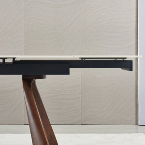 English Elm Retractable Sintered Stone Extendable Dining Table Seats Eight with Steel Base W5630S00001