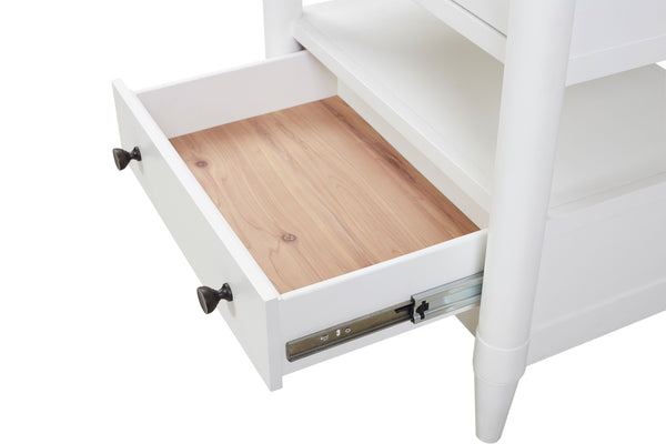 English Elm Open Nightstand with Two Drawers and Felt-Cedar Linings, Solid Wood+MDF, Custom Hardware, Durable Finish White 29.25 L x 20.5 W x 25.75 H B2699P218789