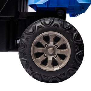 English Elm 24v Kids Ride on Dump Truck Two Seat Electric Utv with Tilting Bed and Remote Control Blue W1578P188521