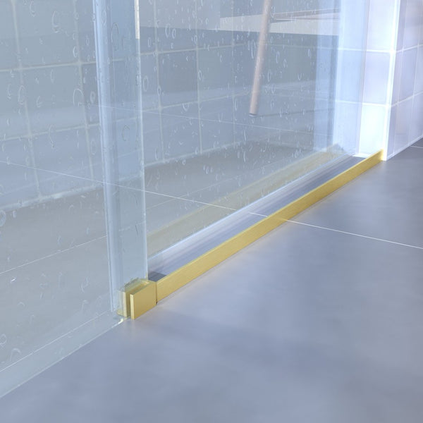 English Elm 56" Frameless Sliding Shower Door Tempered Glass Walk-in Enclosure Brushed Gold W1920P400620