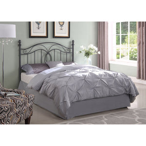 English Elm Dark Grey Metal Headboard Scrollwork Finials Classic Ornate Full Queen Bedroom Frame B062P145553