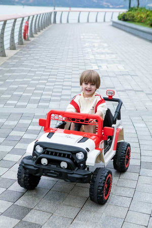 English Elm 12v Ride on Toddler Car with Remote Control Spring Suspension and Off Road 4x4 Drive White+Red W3822P371942