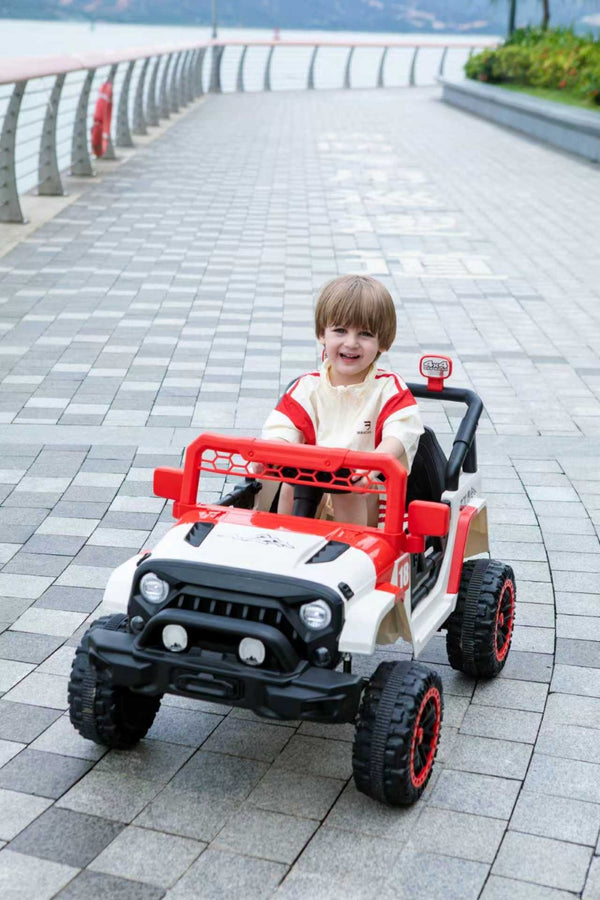 English Elm 12v Ride on Toddler Car with Remote Control Spring Suspension and Off Road 4x4 Drive White+Red W3822P371942